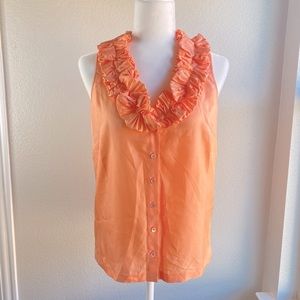 J crew peach sleeveless ruffle collar shirt size 4